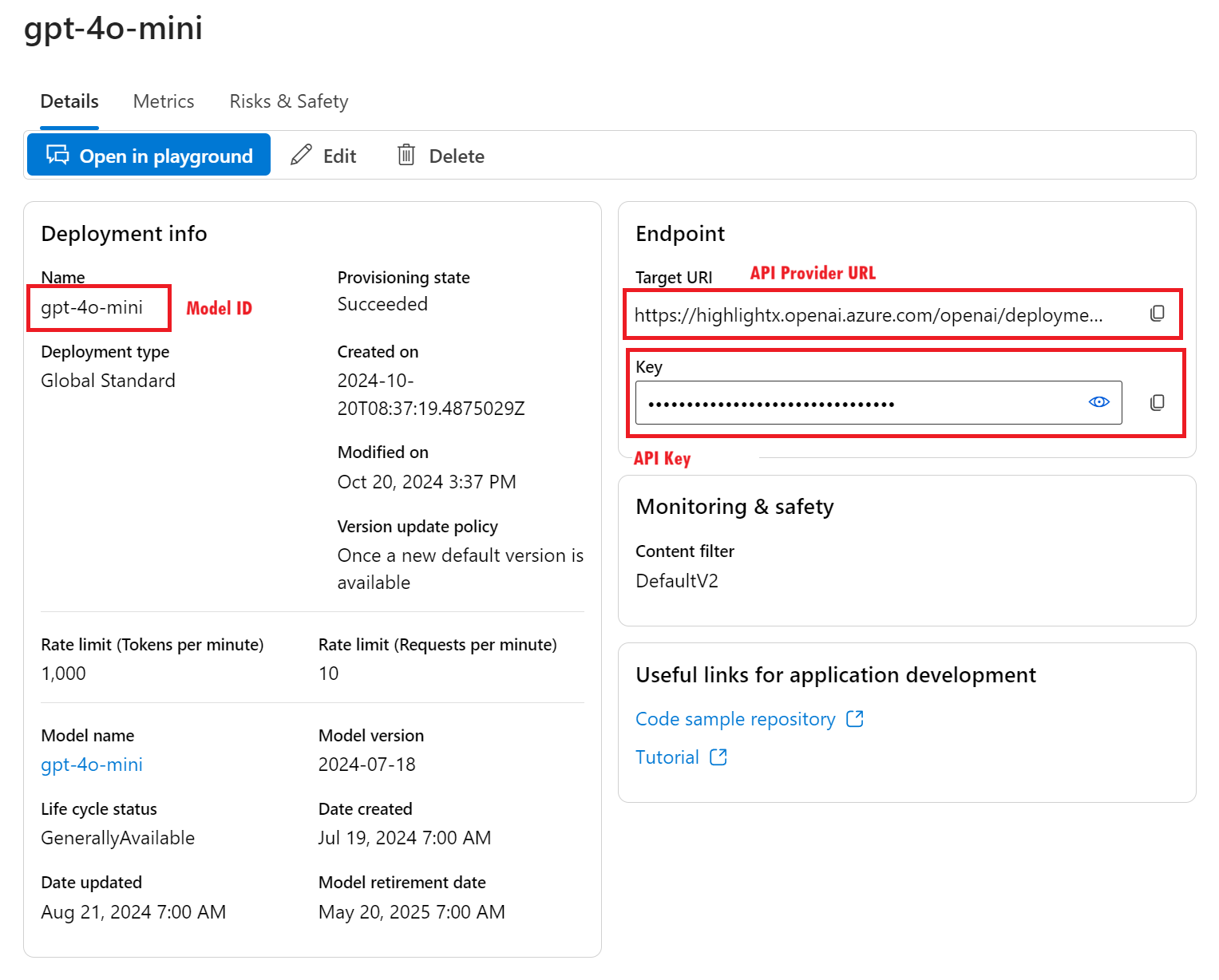 Azure AI Model Info